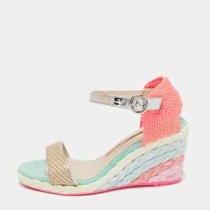 Sophia Webster Multicolor Fabric And Leather Lucita Wedge Ankle Strap Espadrille Sandals Size 36