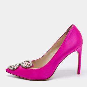 Sophia Webster Pink Satin Bibi Butterfly Embellished Pumps Size 39