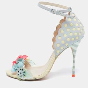 Sophia Webster Multicolor Leather Lilico Sequin Flower Embellished Ankle Strap Open Toe Sandals Size 37