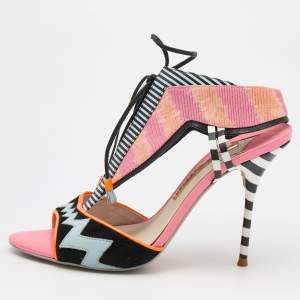 Sophia Webster Multicolor Leather and Canvas Leilou Strappy Sandals Size 38.5