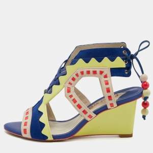 Sophia Webster Multicolor Leather and Suede Wedge Sandals Size 36
