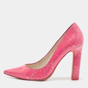 Sophia Webster Pink Glitter Patent Leather Pointed Toe Pumps Size 39.5