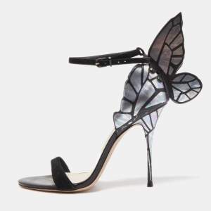 Sophia Webster Black Suede and Iridescent Leather Chiara Ankle Strap Sandals Size 38