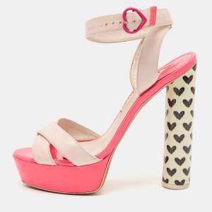 Sophia Webster Pink Leather Criss Cross Platform Ankle Strap Sandals Size 41