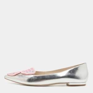 Sophia Webster Silver Leather Bibi Butterfly Ballet Flats Size 40.5