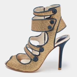 Sophia Webster Gold Glitter Strappy Sandals Size 36.5