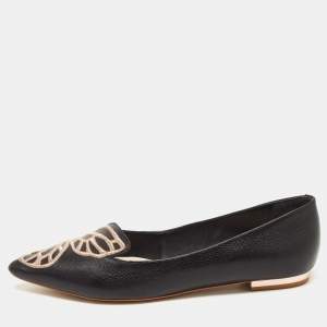 Sophia Webster Black Leather Bibi Butterfly Ballet Flats Size 38
