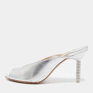 Sophia Webster Silver Leather Mules Size 39