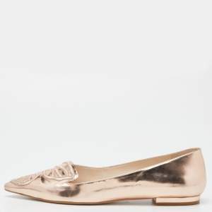 Sophia Webster Rose Gold Leather Bibi Butterfly Ballet Flats Size 41