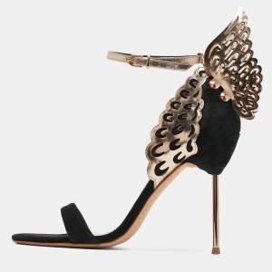 Sophia Webster Black/Rose Gold Suede and Leather Evangeline Sandals Size 40