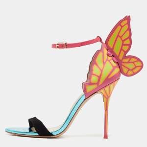 Sophia Webster Multicolor Patent Leather and Suede Chiara Butterfly Ankle Strap Sandals Size 38
