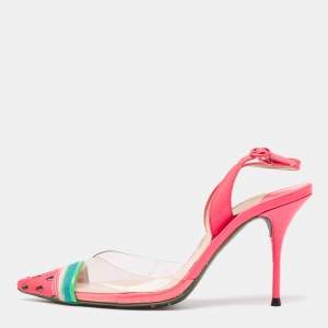 Sophia Webster Multicolor Leather and PVC Printed Slingback Pumps Size 36