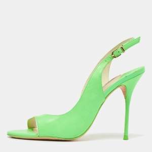 Sophia Webster Neon Green Leather Slingback D'orsay Sandals Size 39