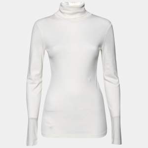 Splendid Off White Cotton Knit Turtle Neck Top S