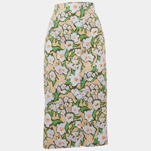 Sportmax Green Floral Print Cotton Ocarina Pencil Skirt M