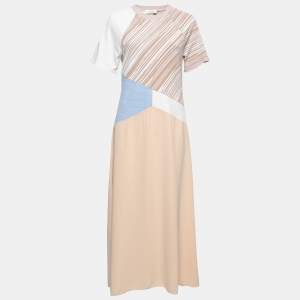 Sportmax Beige Multicolor Crepe & Patterned Knit Midi Dress L