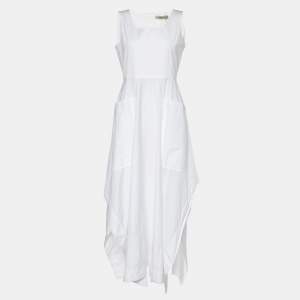 Sportmax White Cotton Sleeveless Midi Dress S