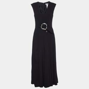 Sportmax Black Crinkle Crepe Sleeveless Jumpsuit S