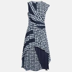 Sportmax Blue Printed Cotton Flared Midi Dress M