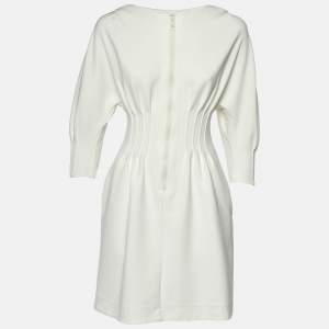 Sportmax White Gabardine Pleated Mini Dress S