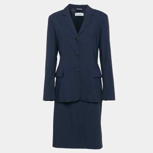 Sportmax Navy Blue Wool Blend Skirt Suit M