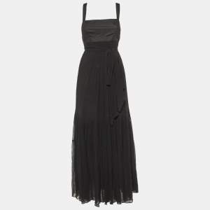 Sportmax Black Cotton Halter Neck Maxi Wrap Dress M
