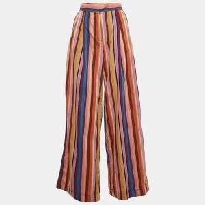 Sportmax Multicolor Striped Cotton Wide-Leg Pants XS