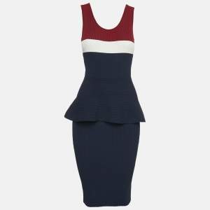 Sportmax Navy Blue/Multicolor Rib Knit Sleeveless S