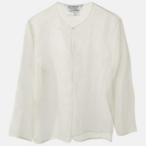 Sportmax White Organza Silk Sheer Cardigan S