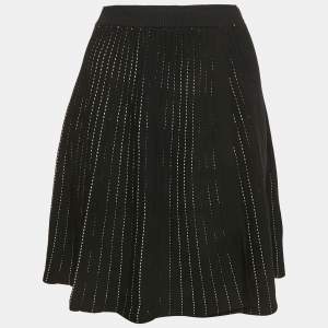 Sportmax Black Knit Pleated Mini Skirt S