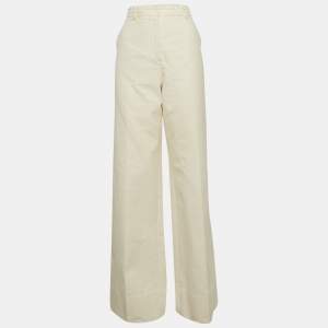 SportsMax Off-White Cotton Wide-Leg Trousers L