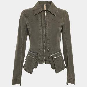 Sportmax Dark Grey Denim Zip-Up Jacket M