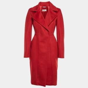 Sportmax Red Wool Felt Mid-Length Coat S