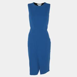 Sportmax Blue/Black Stretch Crepe Knit Midi Dress M