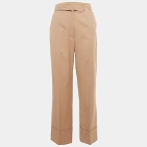 Pre Owned Sportmax Code Pink Gabardine Belted Straight-Leg Pants S