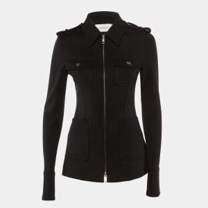 Pre Owned Sportmax Black Wool Zip Up Jacket S