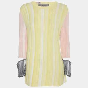 مملوكة مسبقًا Sportmax Tri-Color Stretch Knit Long Sleeve Tops L