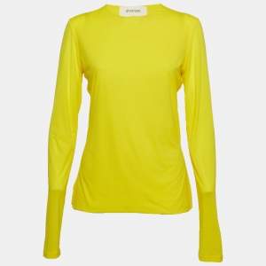 Pre Owned Sportmax Yellow Jersey Long Sleeve T-Shirt M