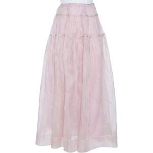 Sportmax Light Pink Cotton Tiered Maxi Skirt L