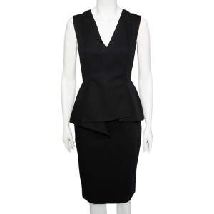 Sportmax Black Cotton Peplum Detailed Sleeveless Dress M
