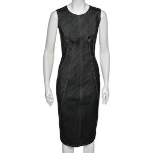 Pre Owned Sportmax Black Denim Sleeveless Sheath Dress S