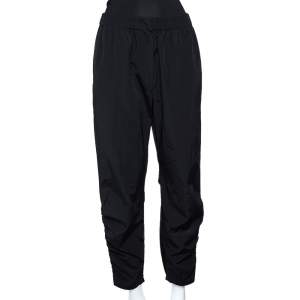 Sportmax Black Synthetic Contrast Trim Ruched Zip Detail Pants M