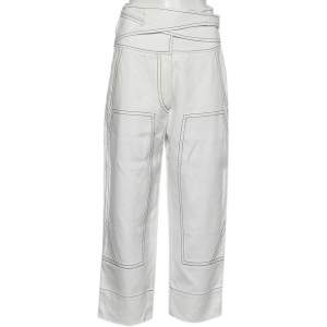 Pre Owned Sportmax Defile White Cotton Blend Loose Fit Trousers S