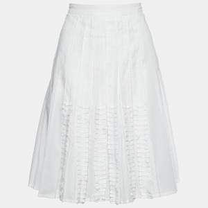 Sportmax White Cotton Blend Pleated Skirt M