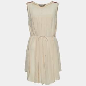 Sportmax Cream Silk Pleated Sleeveless Tunic S