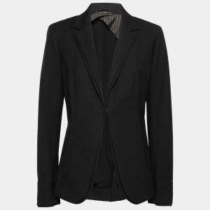 Sportmax Black Wool Double-Layered Lapel Blazer L