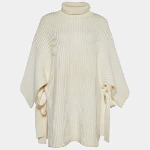 Sportmax Ecru Wool Rob Knit Turtleneck Poncho S