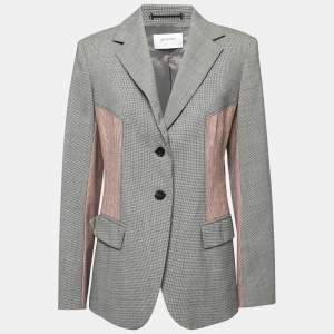 Sportmax Black & Pink Patterned Wool Single-Breasted Blazer M