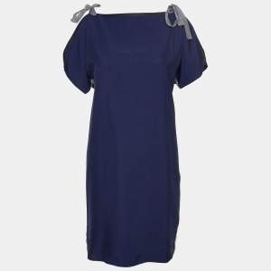 Sportmax Navy Blue Jersey Bow Detail Mini Dress M