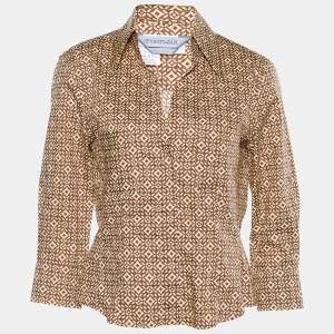 Sportmax Brown Printed Cotton Button Front Shirt M